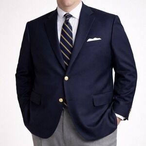 Brooks Brothers Men's 1818 Classic Navy Blazer  Italian Wool 50L Gold Buttons